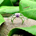 Amethyst Moon Ring - Sterling Silver