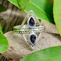 Iolite Double Stone Ring - Sterling Silver