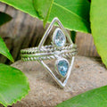 Blue Topaz Double Stone Ring