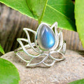Labradorite Lotus Ring -  Sterling Silver