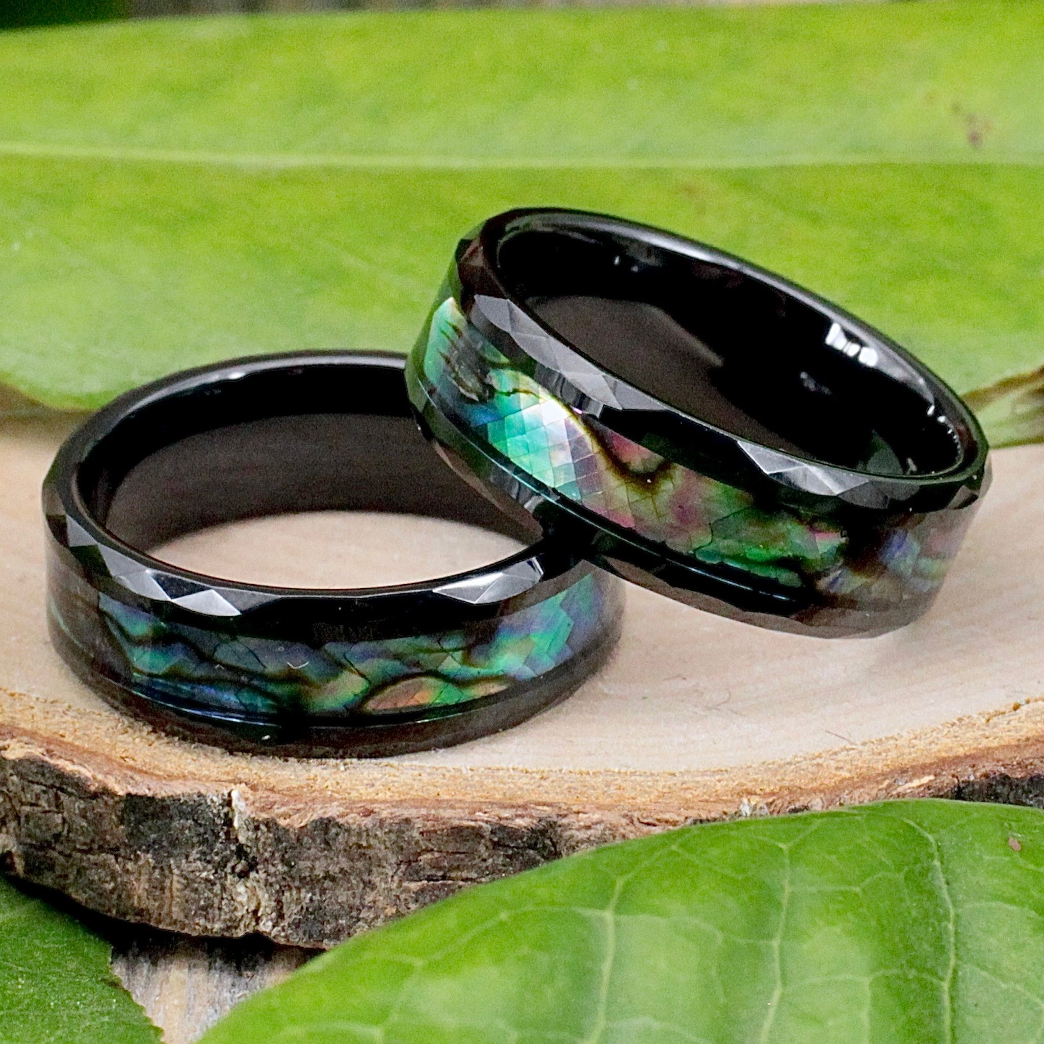 Men's Tungsten Ring with Abalone Inlay