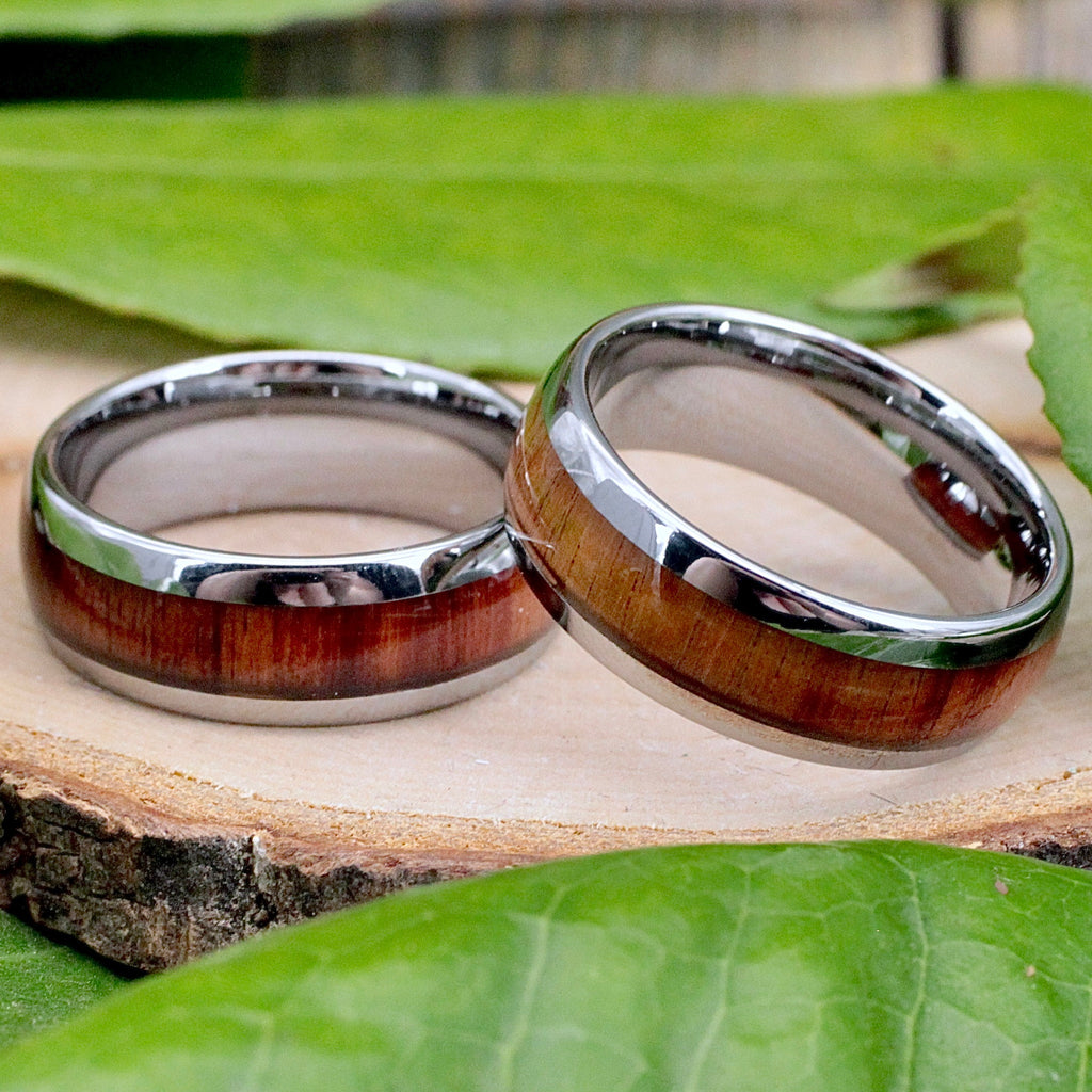 Men's Tungsten Ring with Wood Inlay