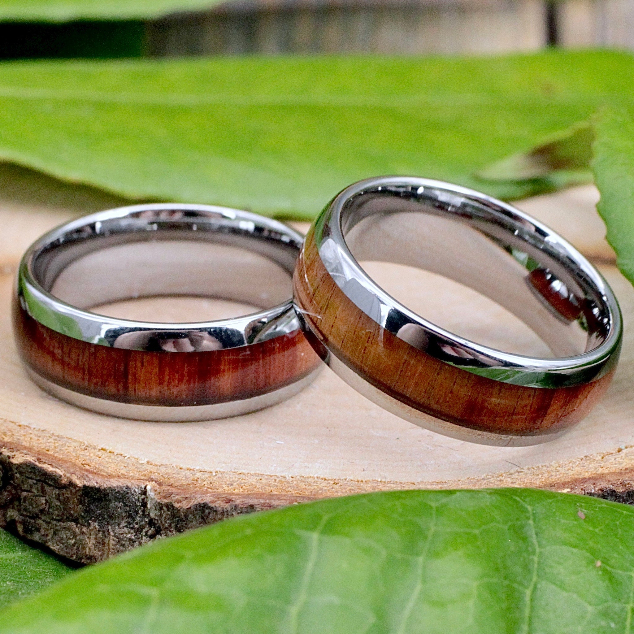 Men's Tungsten Ring with Wood Inlay