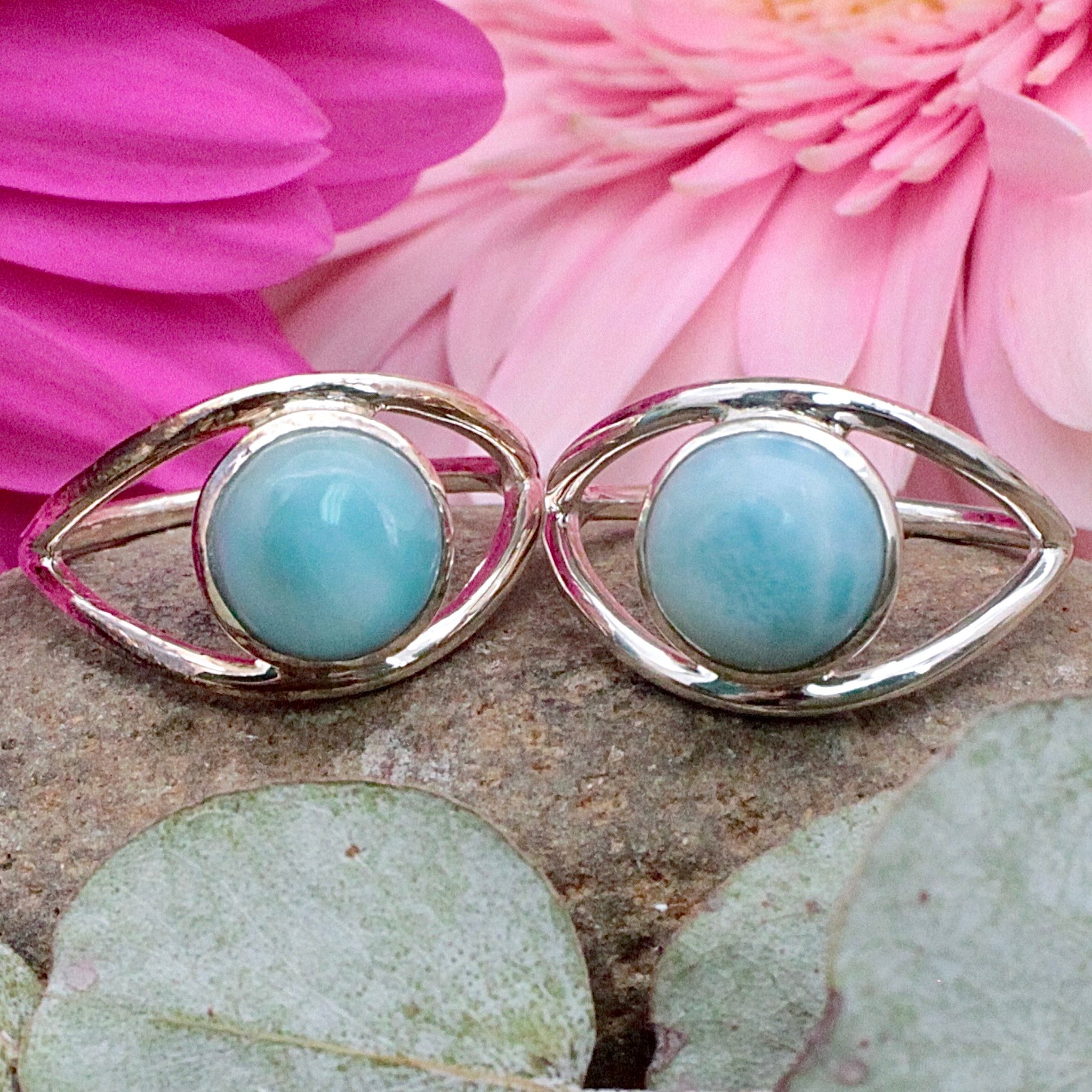 Larimar Round Ring - Sterling Silver